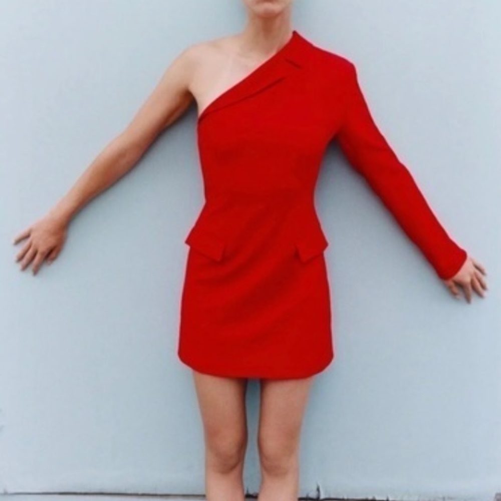 Zara Red One Shoulder Dress